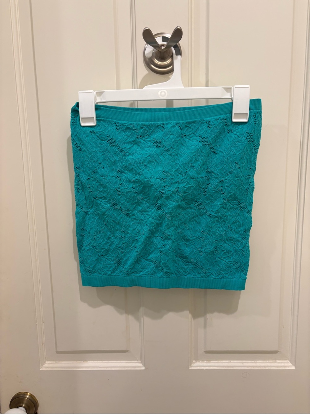 Essentials Teal Lace Mini Skirt